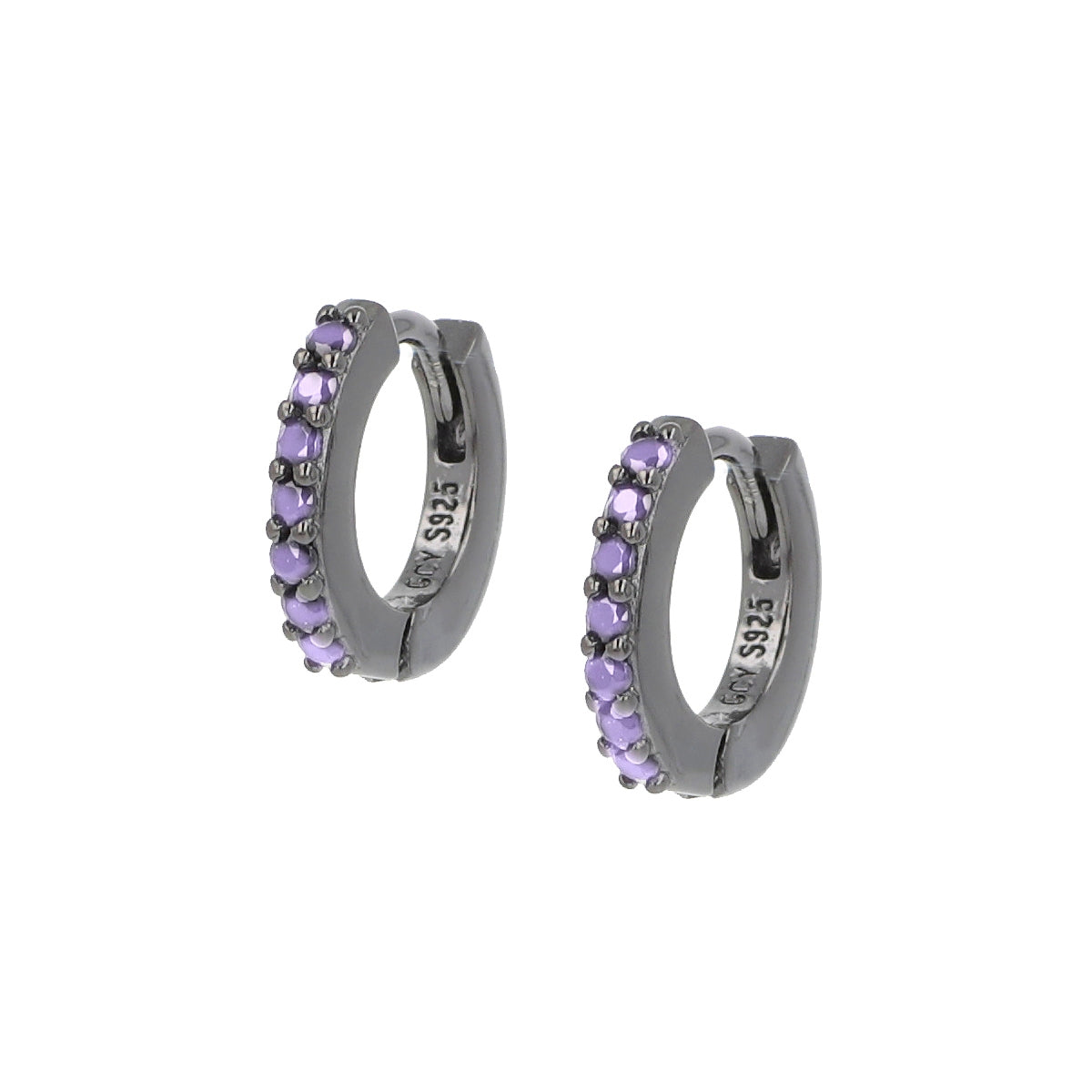 Orecchini A Perno In Argento Sterling 925 Con Quarzo Druso 8 Mm - Ipoallergenici, Colorati (Nero, Blu, Bianco, Viola), Unisex