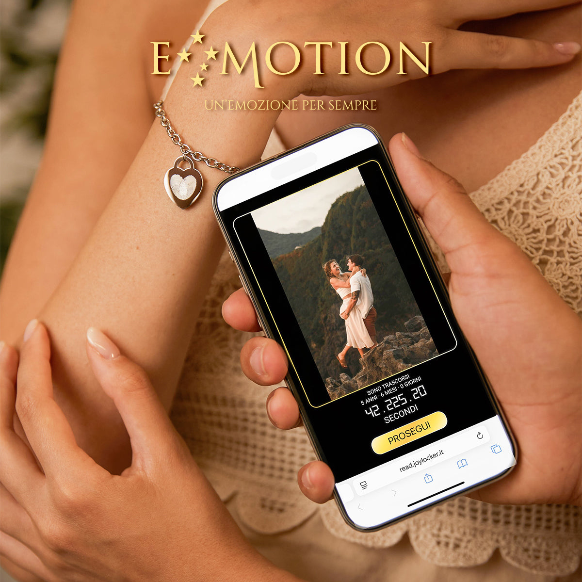 Emotion Golden Heart Charm Bracelet