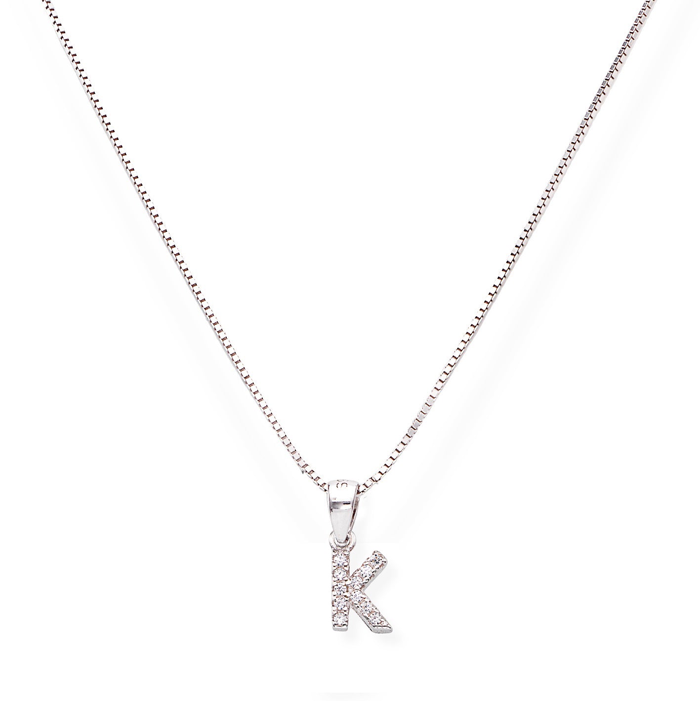 Collana in Argento 925 con ciondolo iniziale lettera K