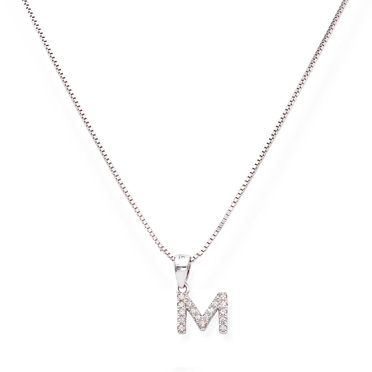 Collana in Argento 925 con ciondolo iniziale lettera M