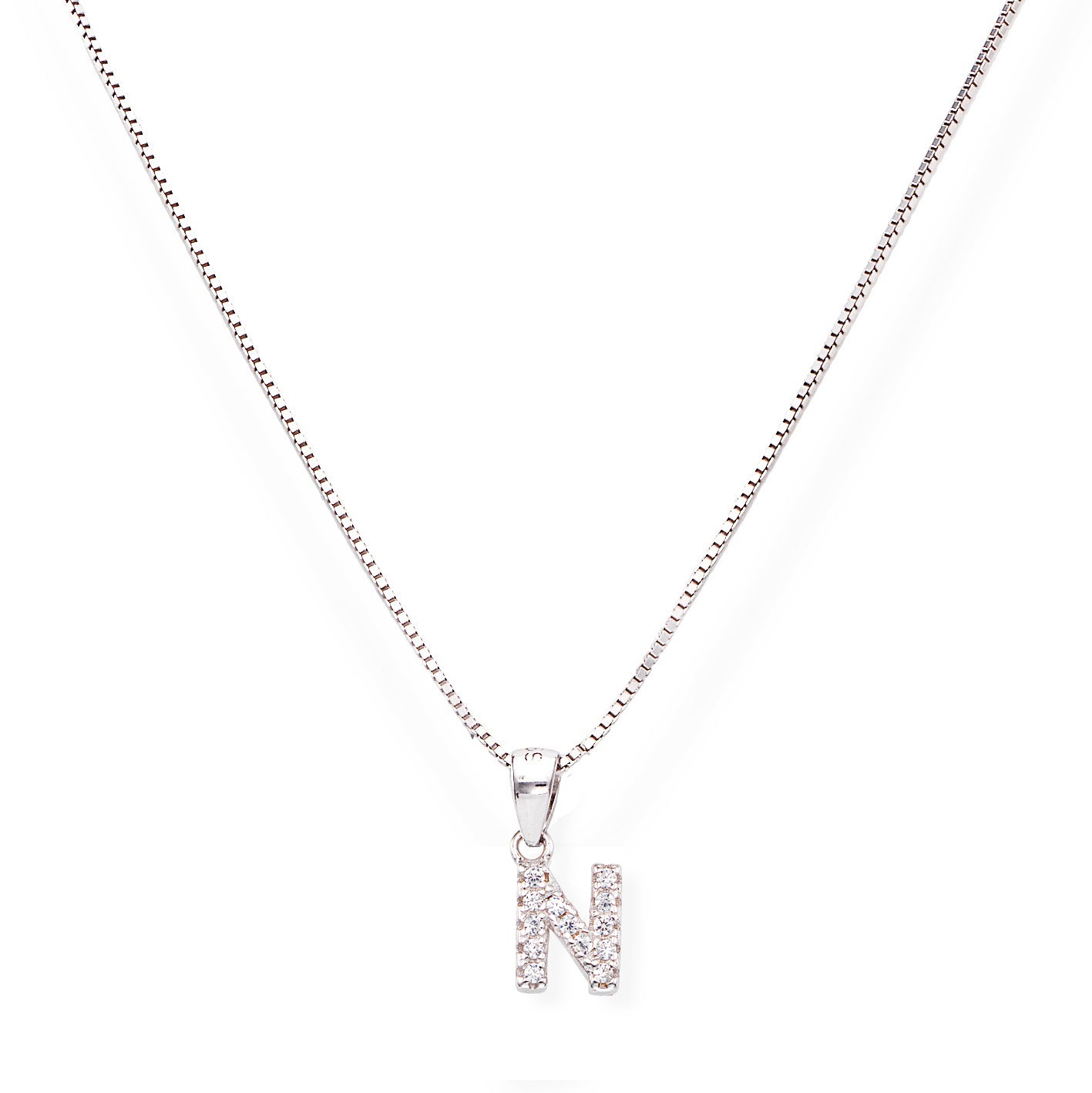 Collana in Argento 925 con ciondolo iniziale lettera N
