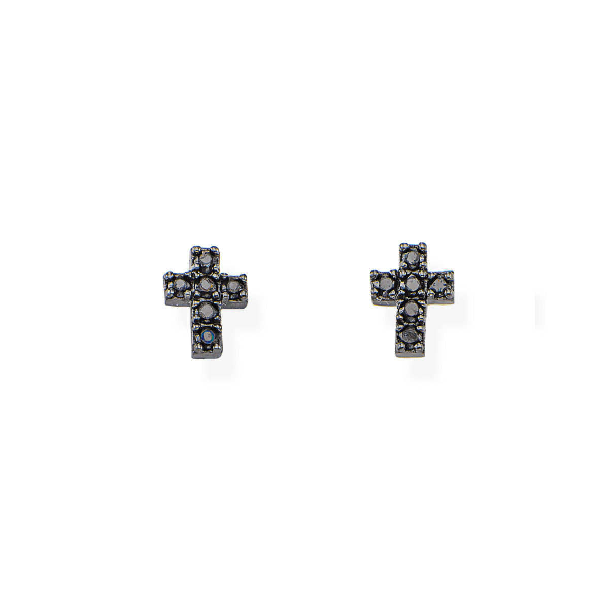 Earrings Cross Black Zircons