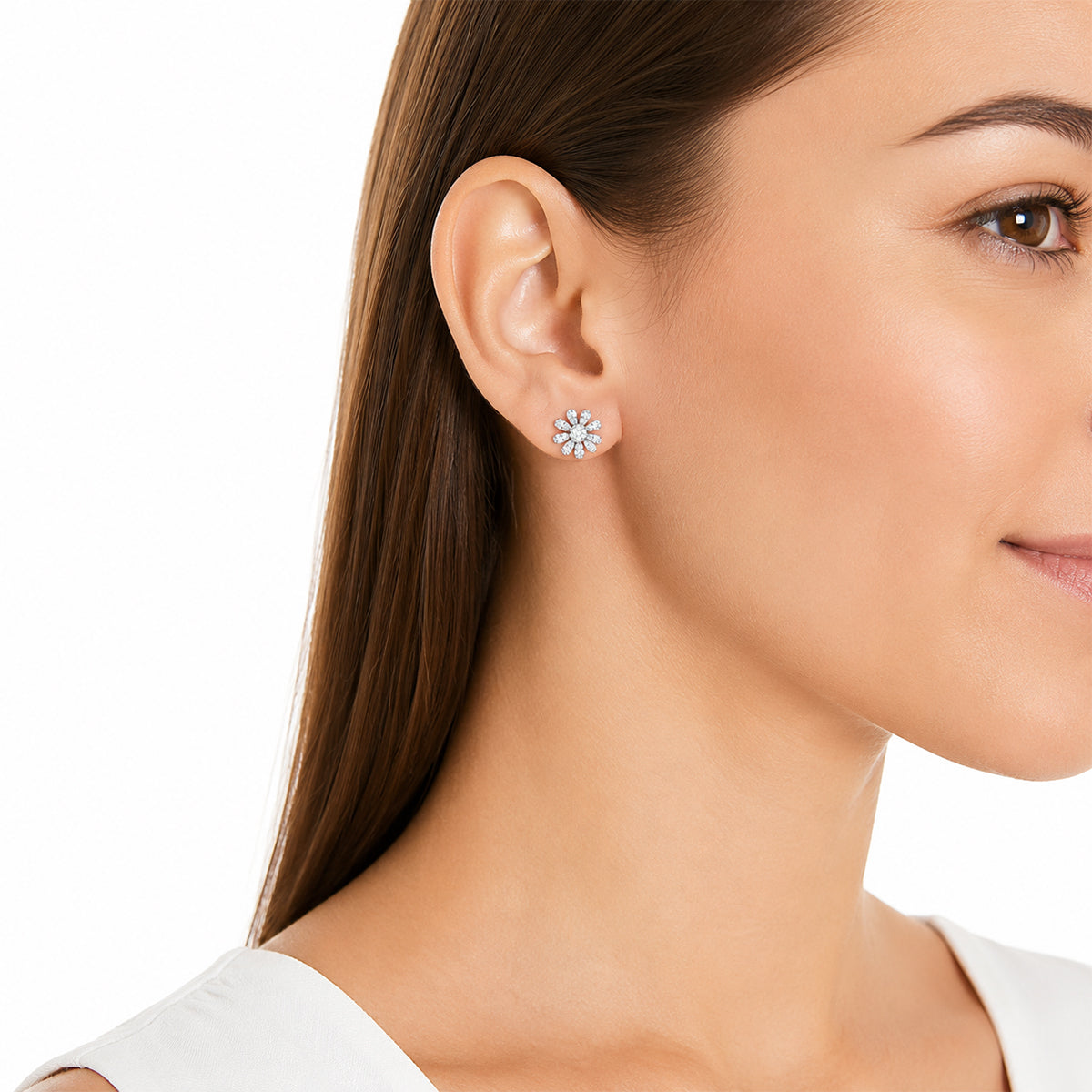 Mini Daisy Pavé Stud Earrings