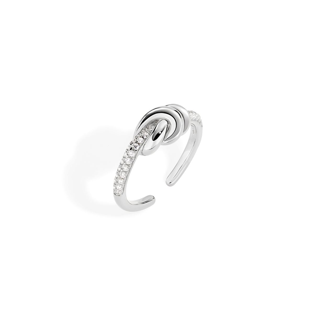 Love Knot Brass Ring with Zirconia