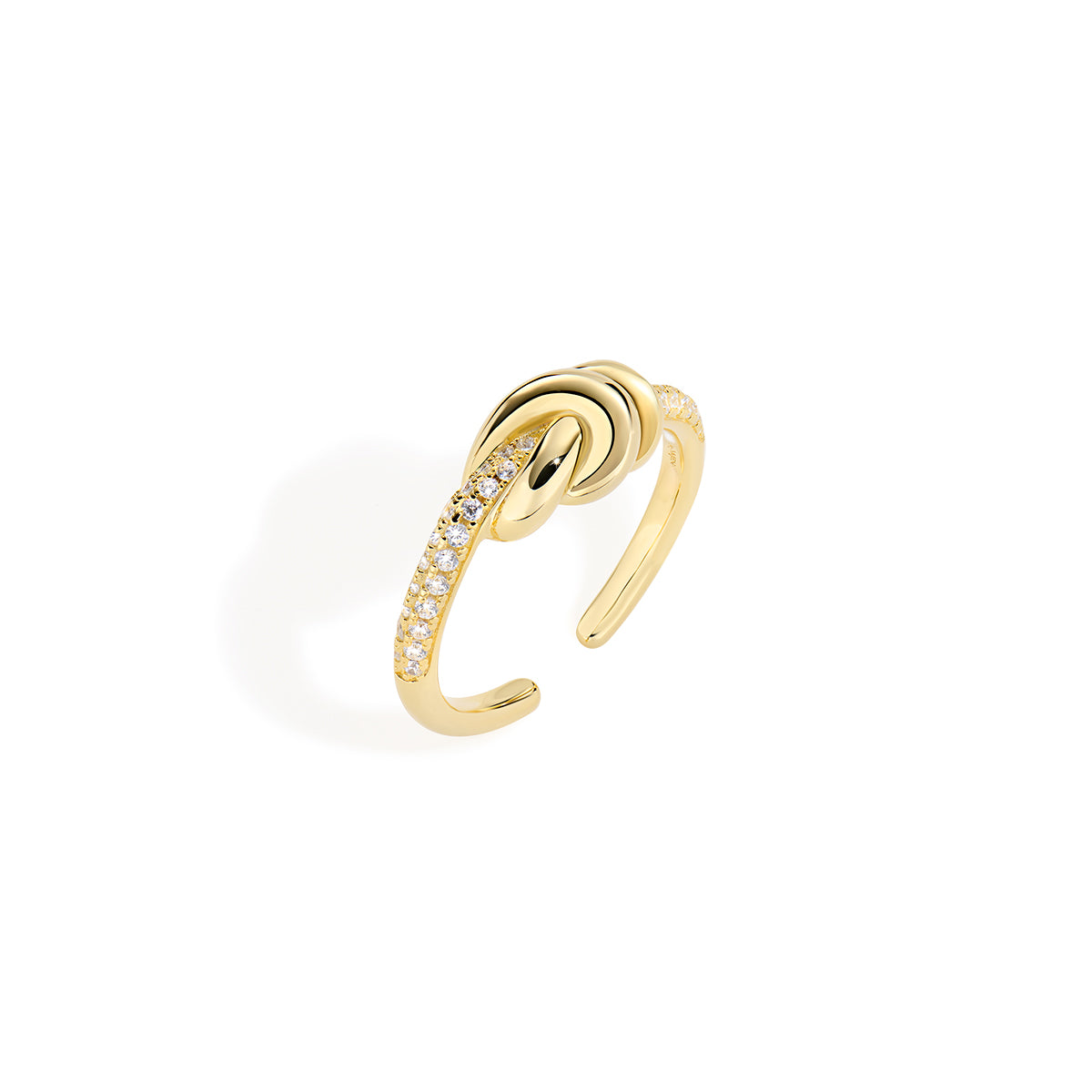 Love Knot Golden Brass Ringwith Zirconia