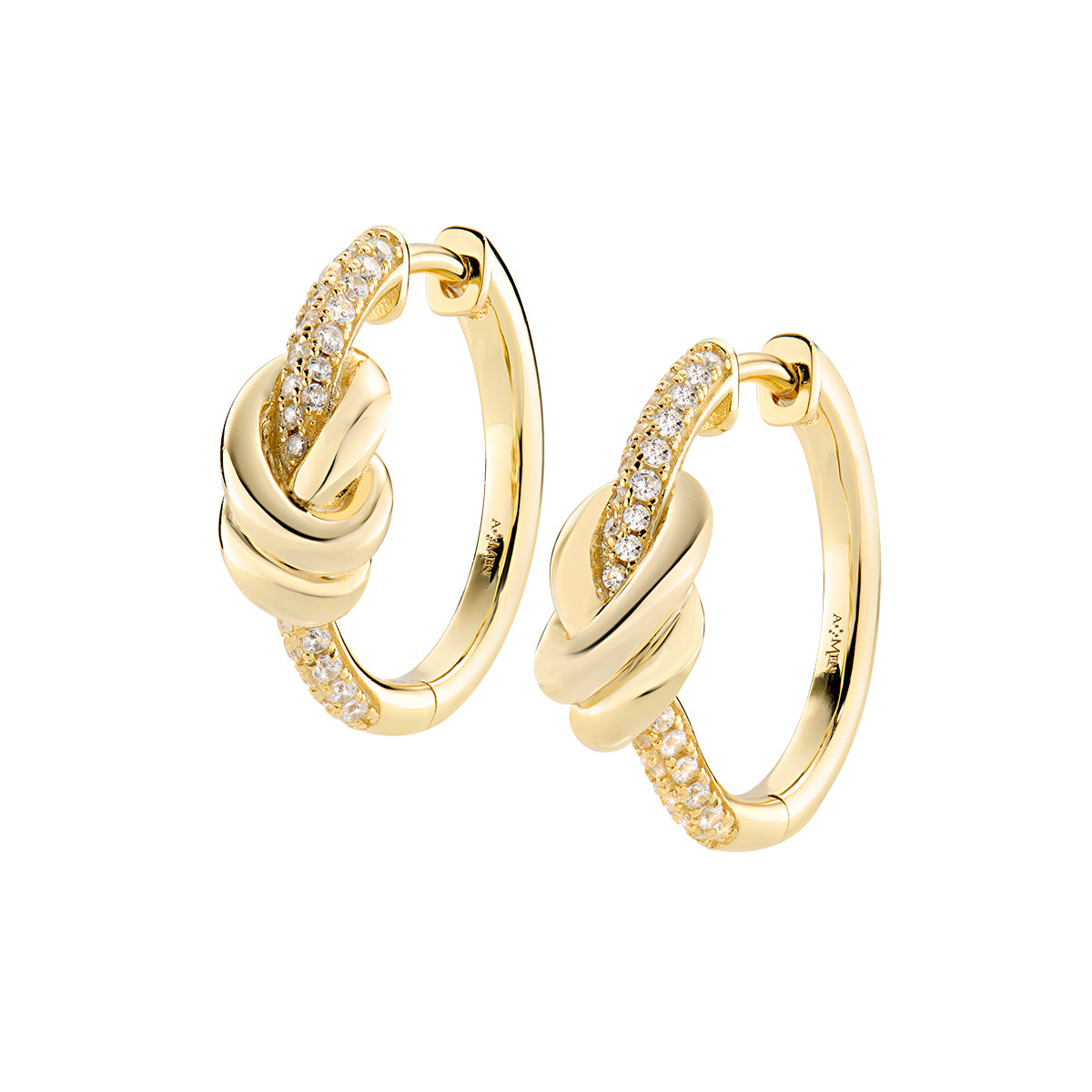 Love Knot Golden Brass Earrings with Zirconia