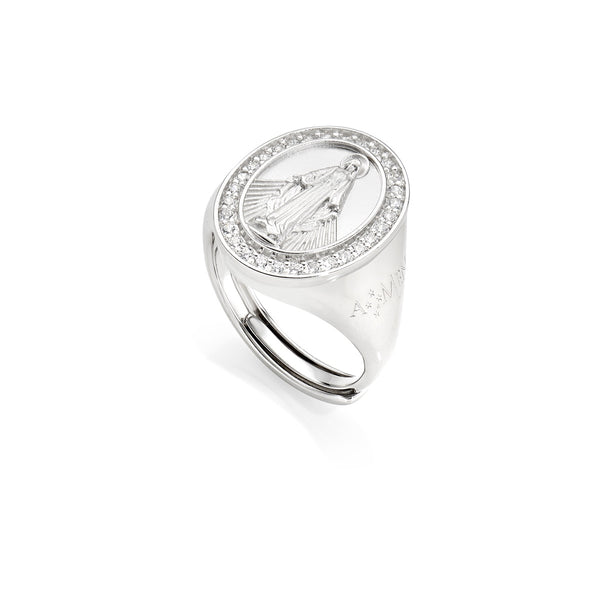 Anello Con Medaglia Miracolosa In Argento Sterling - Foto 3