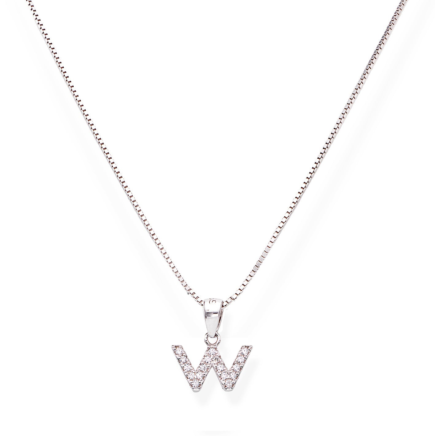 Collana in Argento 925 con ciondolo iniziale lettera W